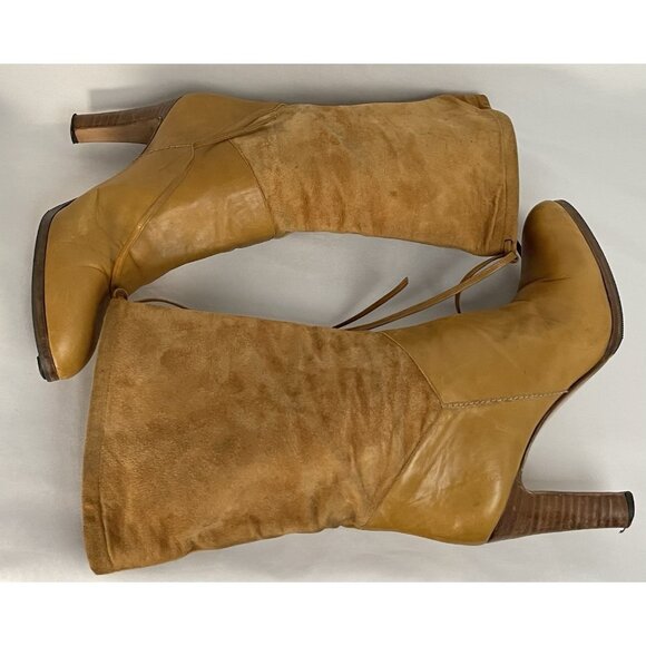 Vintage 1980s Reed Evins sz 8 Made in Italy Leather Suede Calf High Heel Boots - Picture 9 of 13